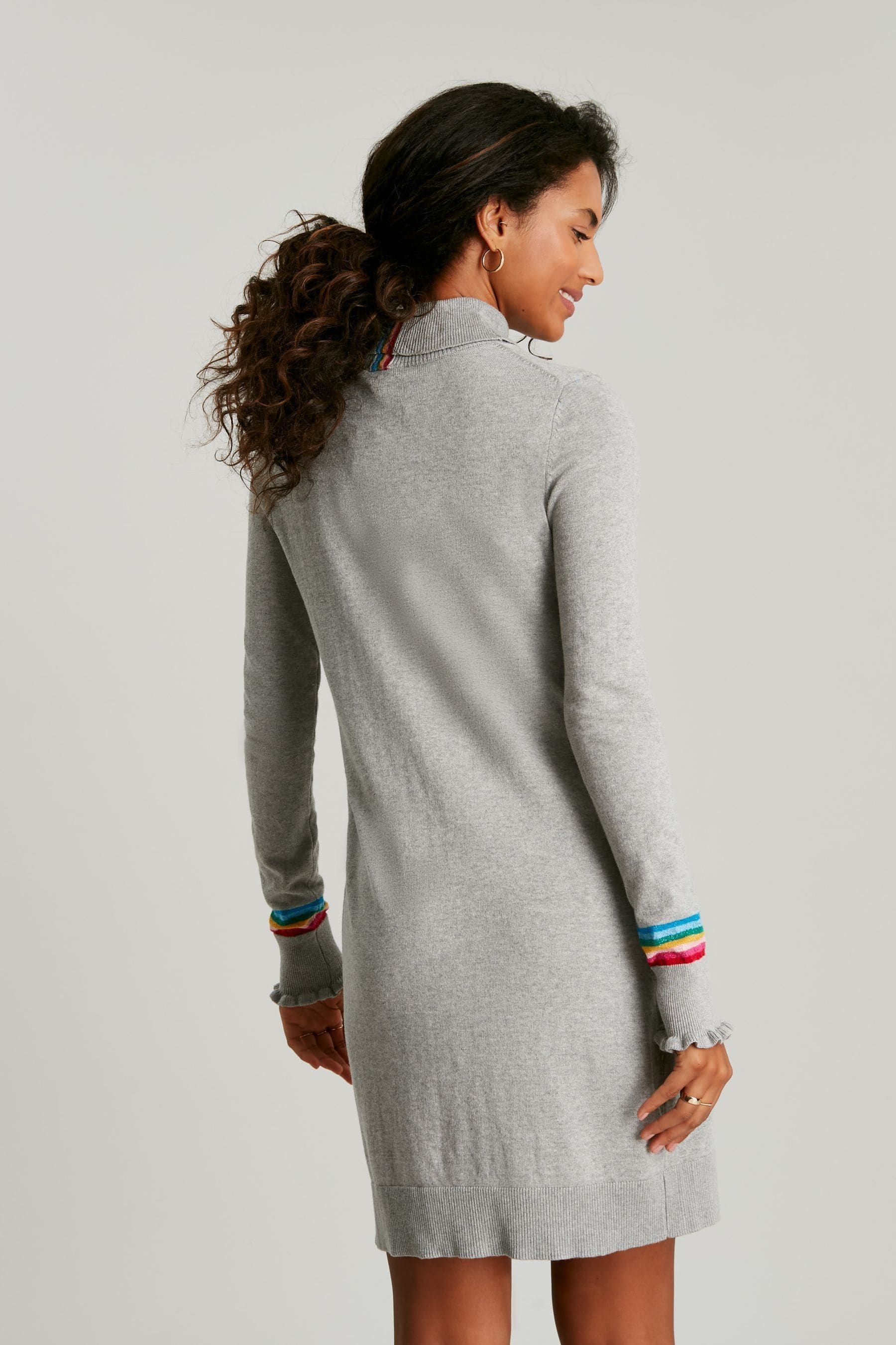 Buy Joules Grey Laurie Roll Neck Knitted Dress from Next Luxembourg