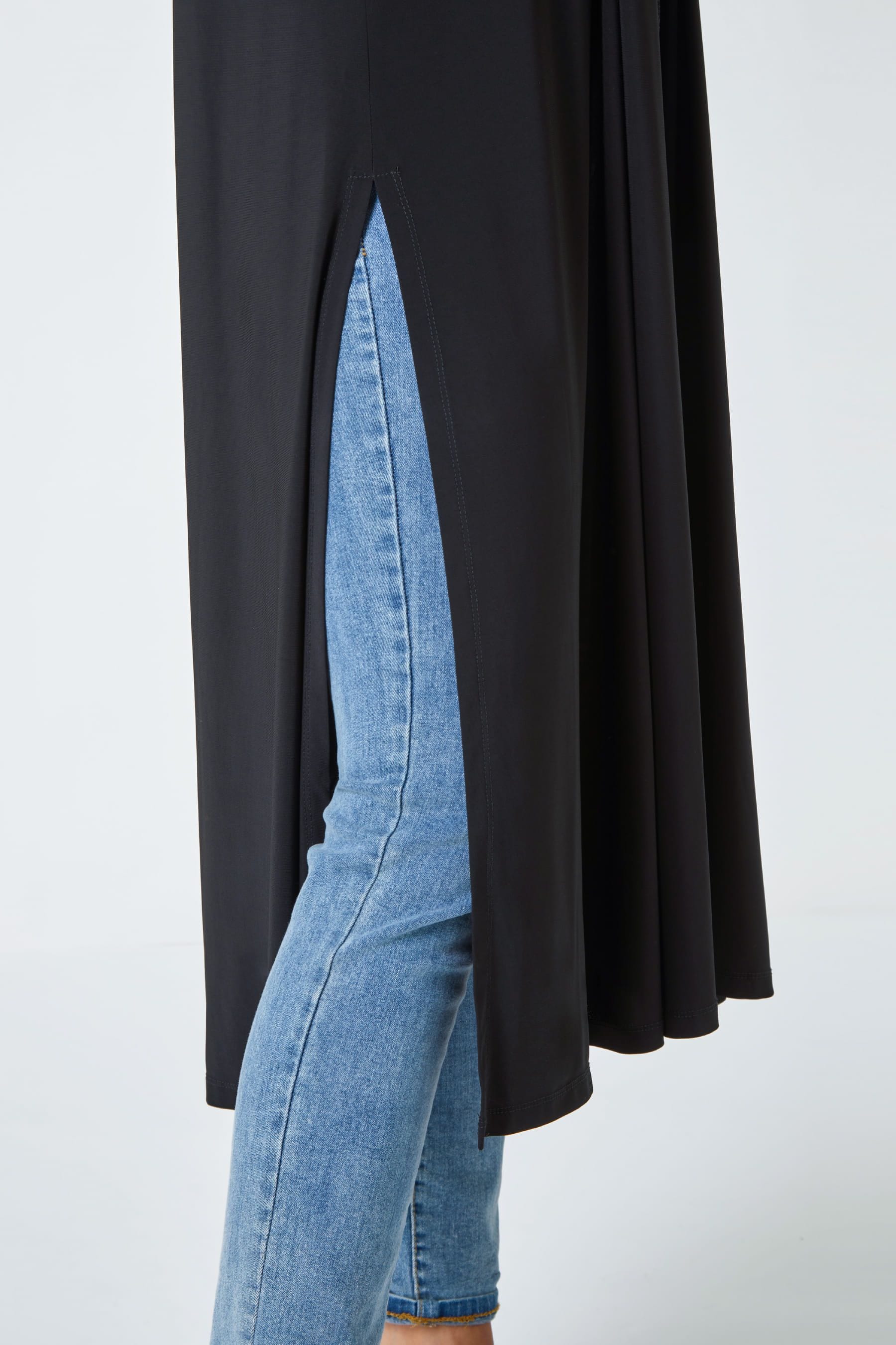 Black longline sleeveless cardigan shop