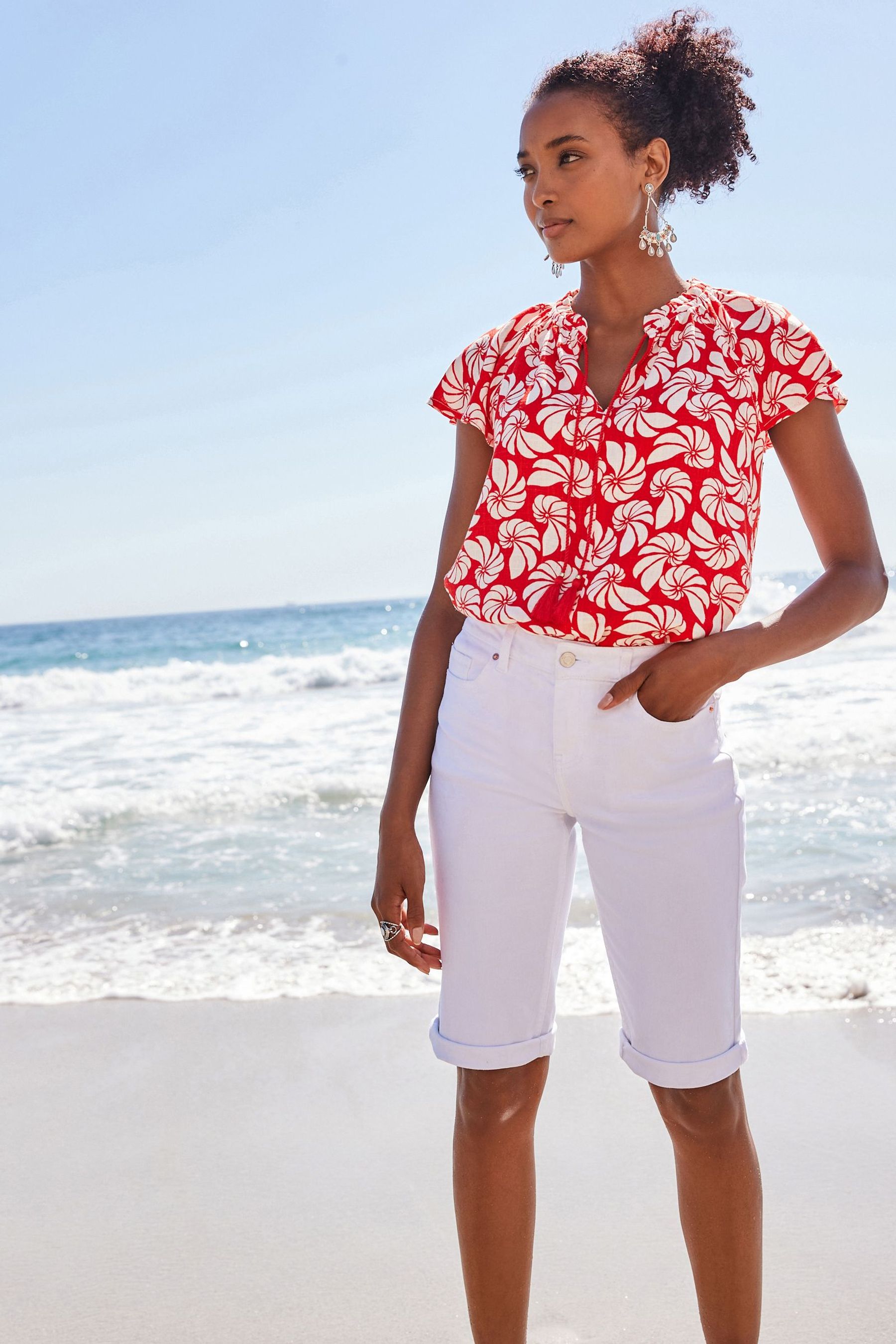 Buy White Denim Knee Shorts from Next Luxembourg