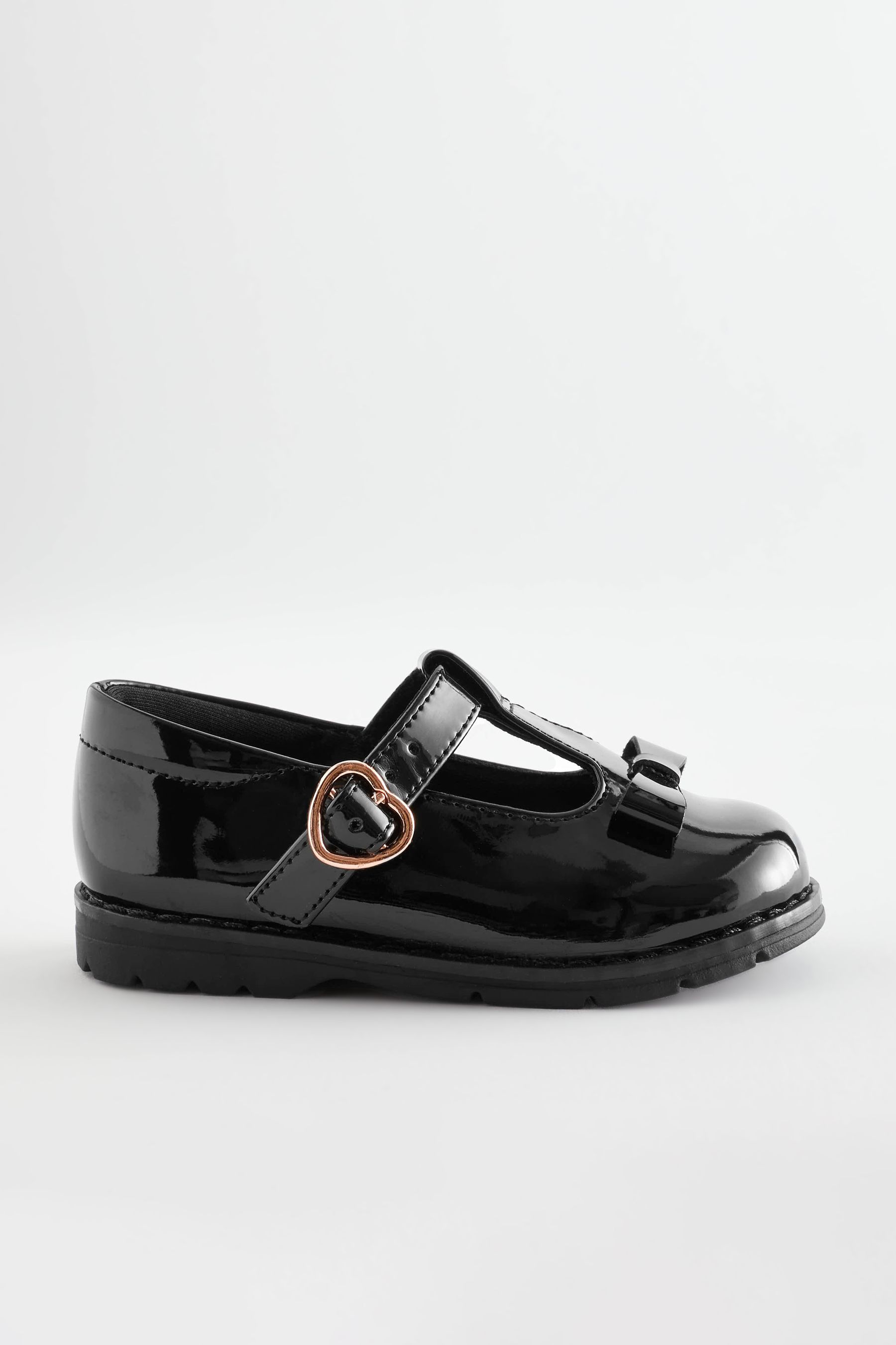 Buy Black Patent Standard Fit F School Junior Bow T Bar Shoes from Next Lithuania