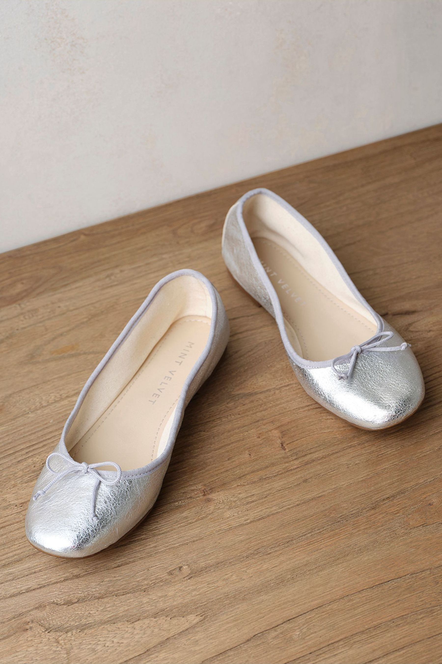 Buy Mint Velvet Silver Clara Ballet Pumps from Next Luxembourg