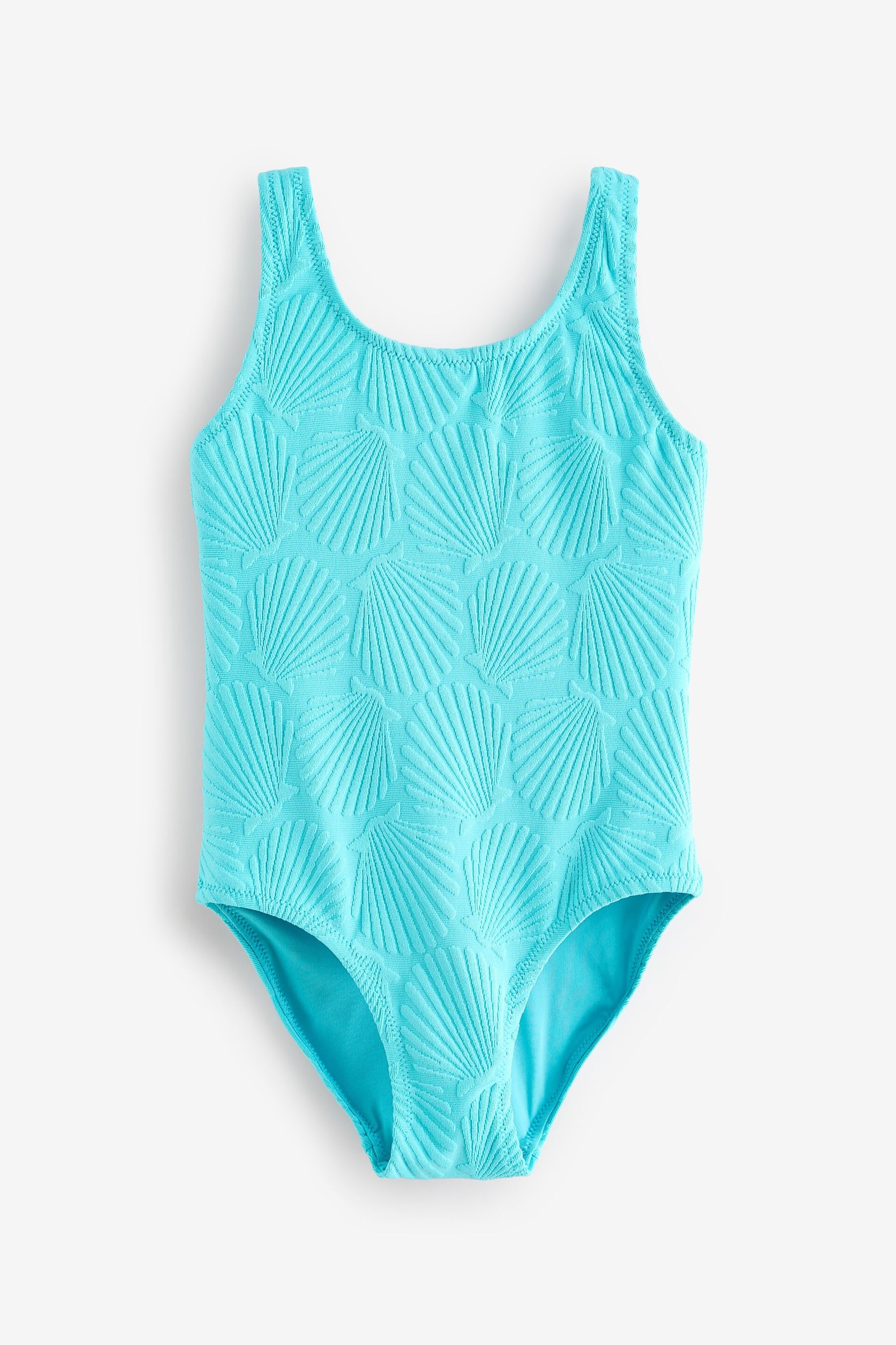 Blue Shell Textured Swimsuit (3-16yrs) - Image 4 of 6