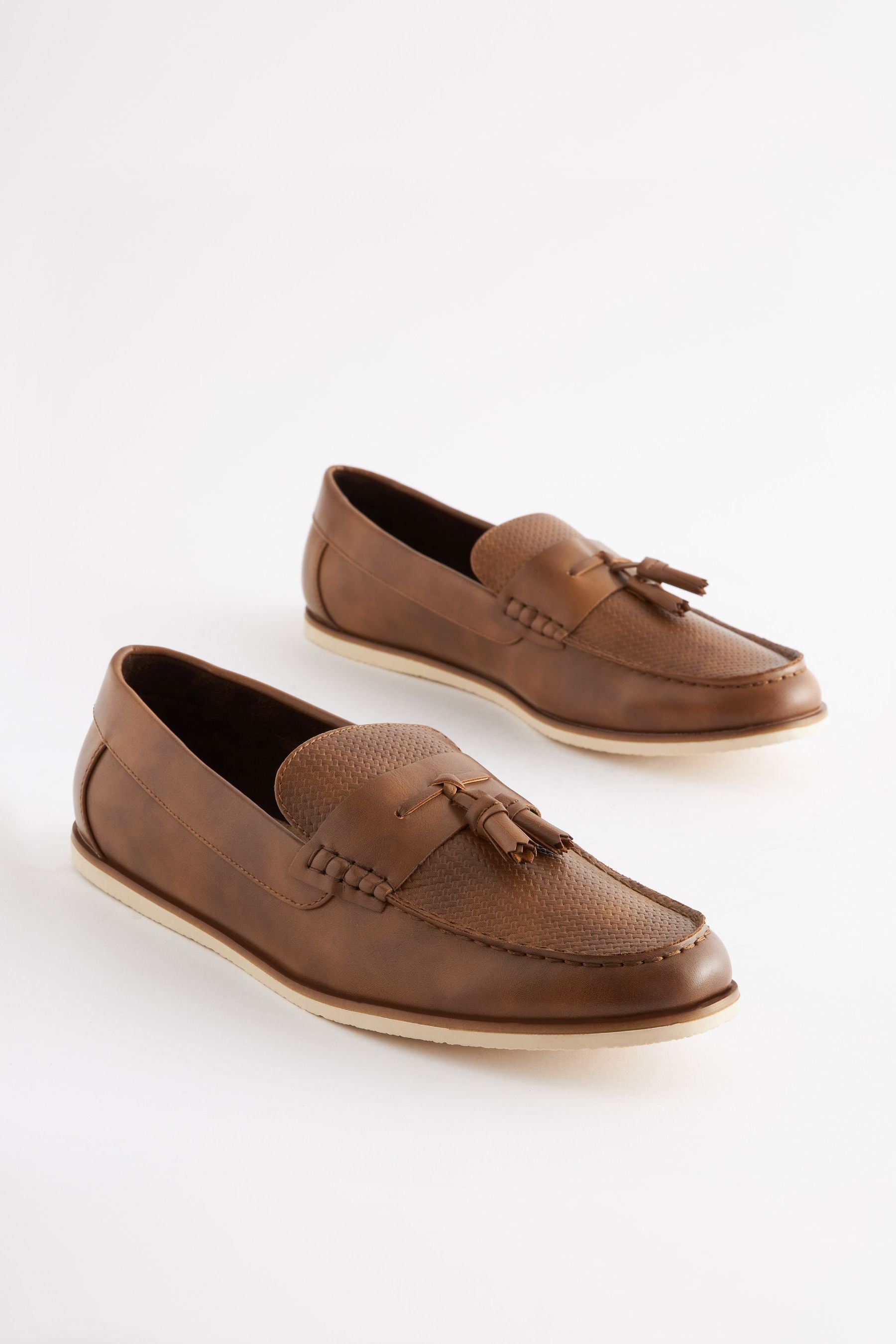 Buy Tan Brown Embossed Tassel Loafers from Next USA