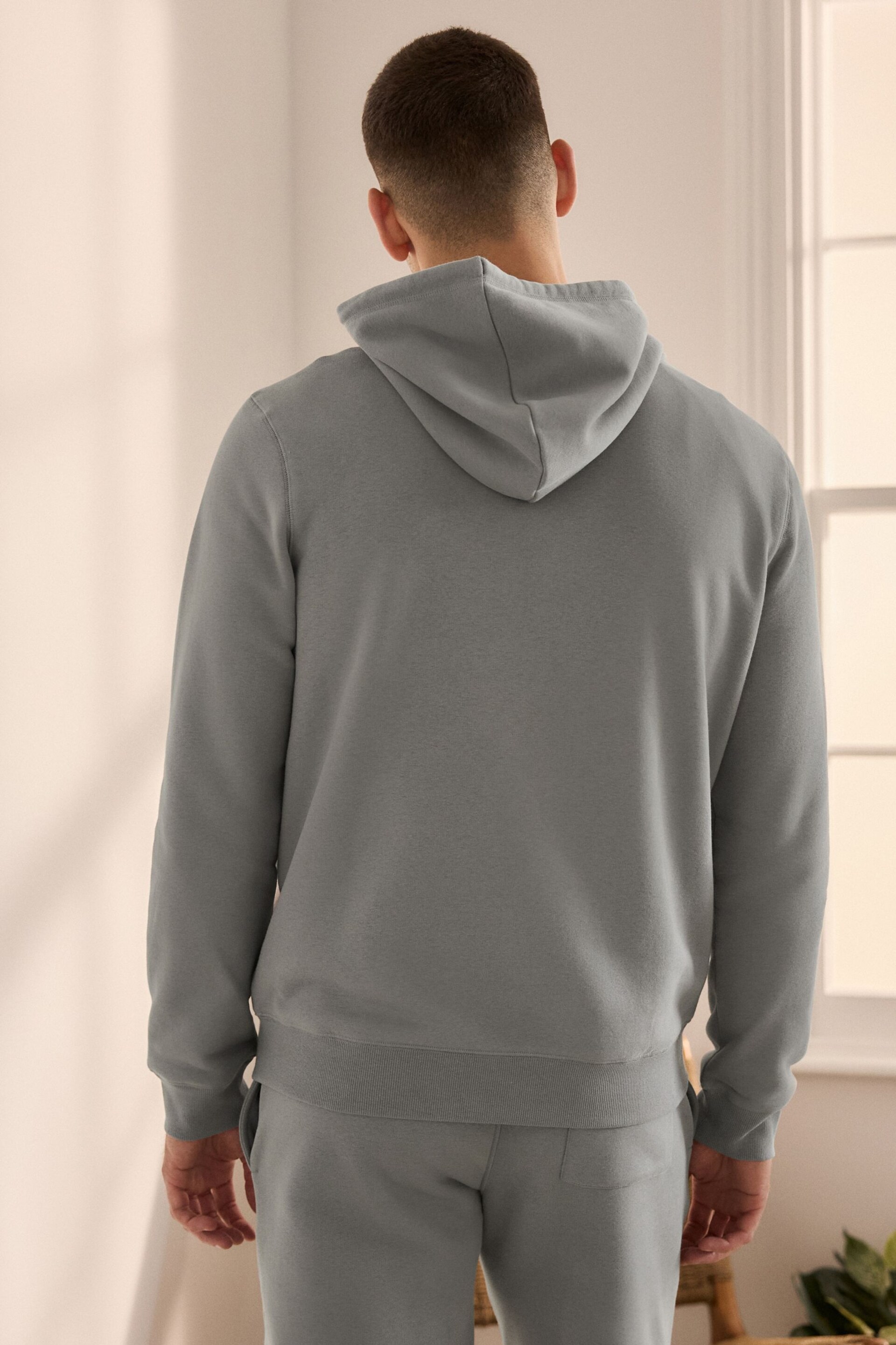 Pale Grey Zip Through Hoodie - Image 2 of 5