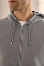 Pale Grey Zip Through Hoodie - Image 5 of 7