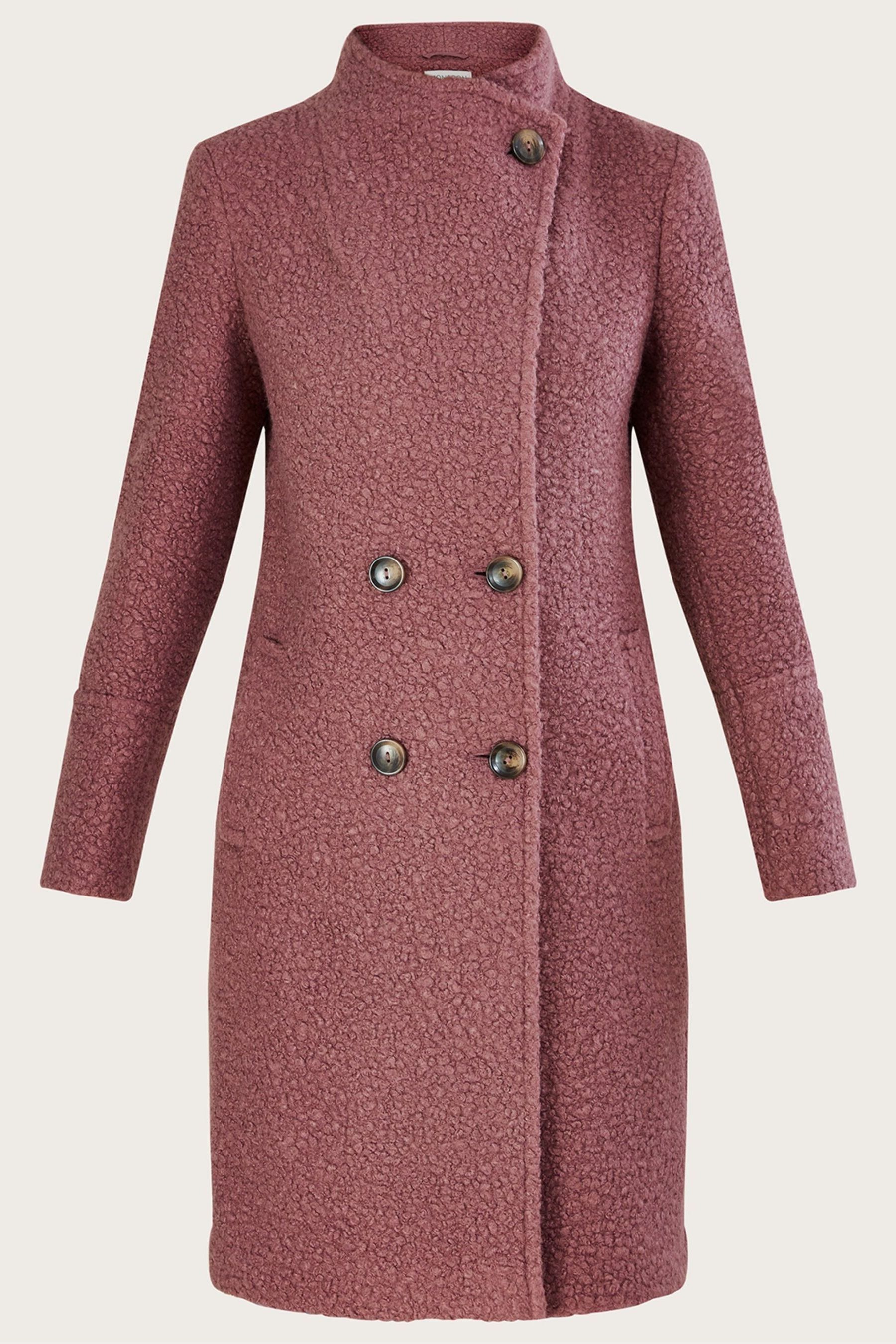 Buy Monsoon Pink Blake Boucle Double Breasted Funnel Neck Coat from Next Ireland