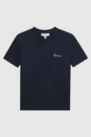 Reiss Navy/White Todd Senior Logo Embroidered Cotton Jersey T-Shirt - Image 2 of 6