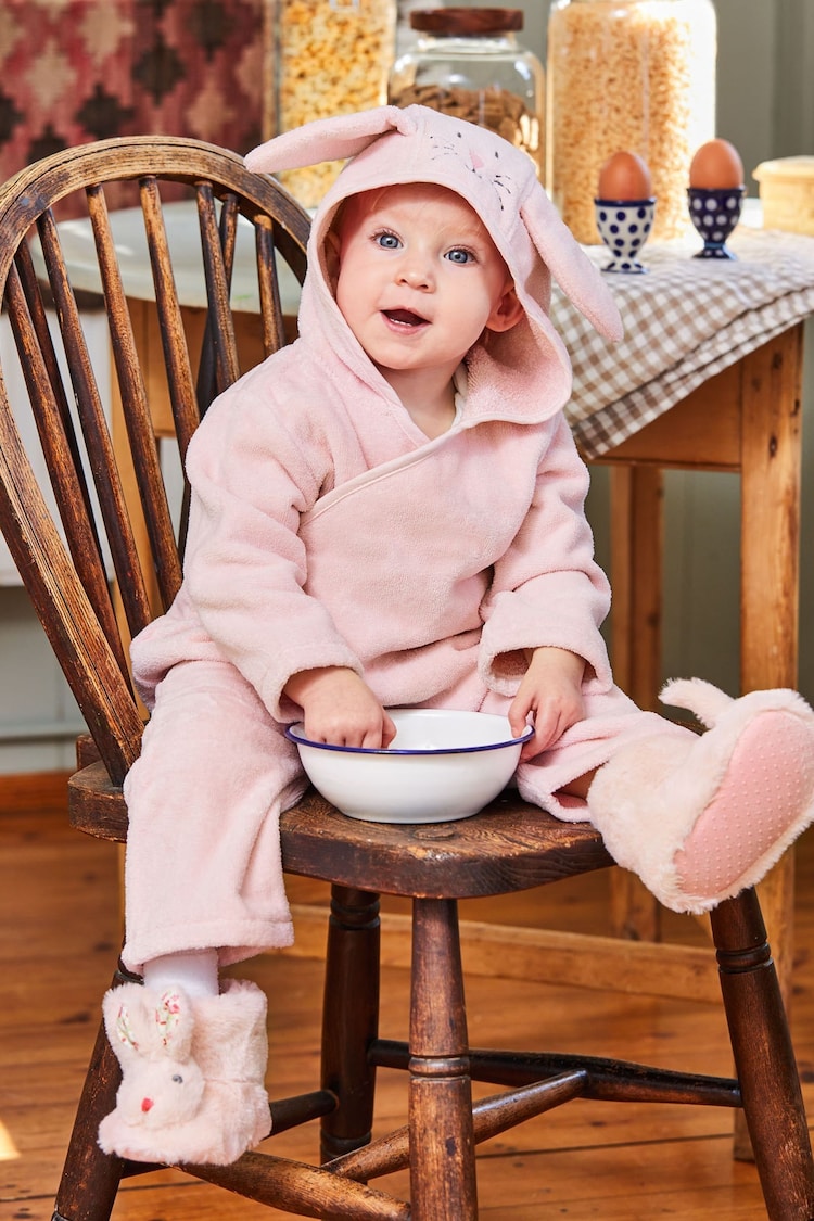 JoJo Maman Bébé Pink Bunny Towelling Wrap All-In-One - Image 1 of 3