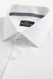 White Slim Fit Signature Textured Double Cuff Shirt With Trim Detail - Image 8 of 8