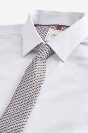 Light Burgundy Red Textured/Bee Print Easy Care Shirt And Tie Pack - Image 7 of 8