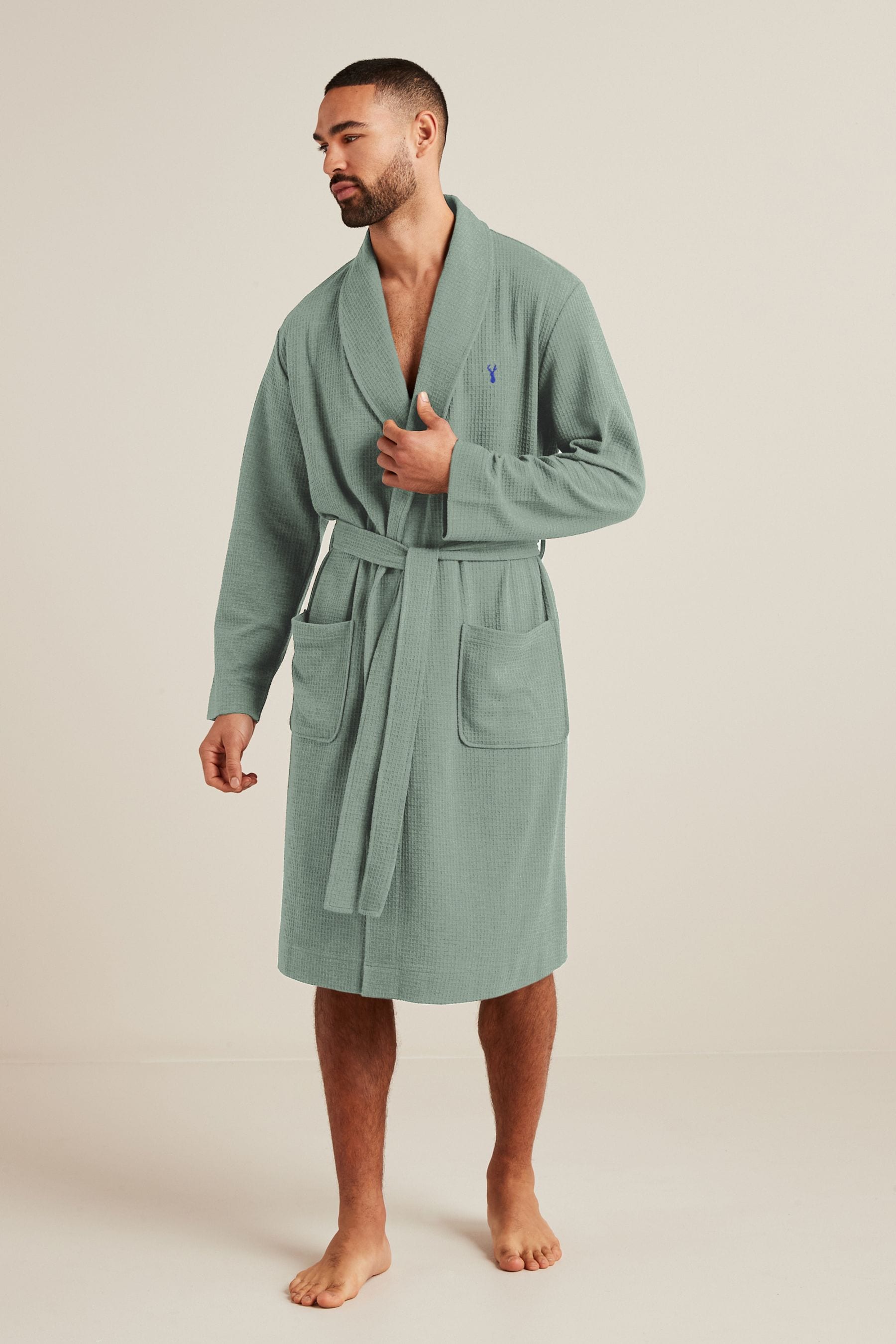 Buy Sage Green Lightweight Waffle Dressing Gown from Next Luxembourg