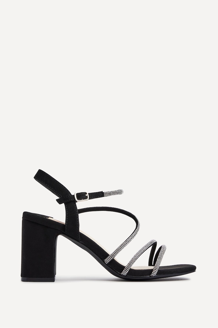 Linzi Black Kira Strappy Diamante Block Heeled Sandals - Image 2 of 5