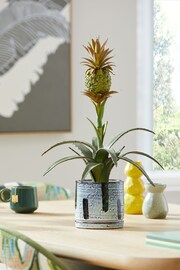 Green Artificial Pineapple Plant In Monochrome Pot - Image 1 of 2