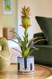 Green Artificial Pineapple Plant In Monochrome Pot - Image 2 of 2