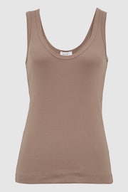 Reiss Mocha Violet Ribbed Cotton Blend Vest - Image 2 of 7