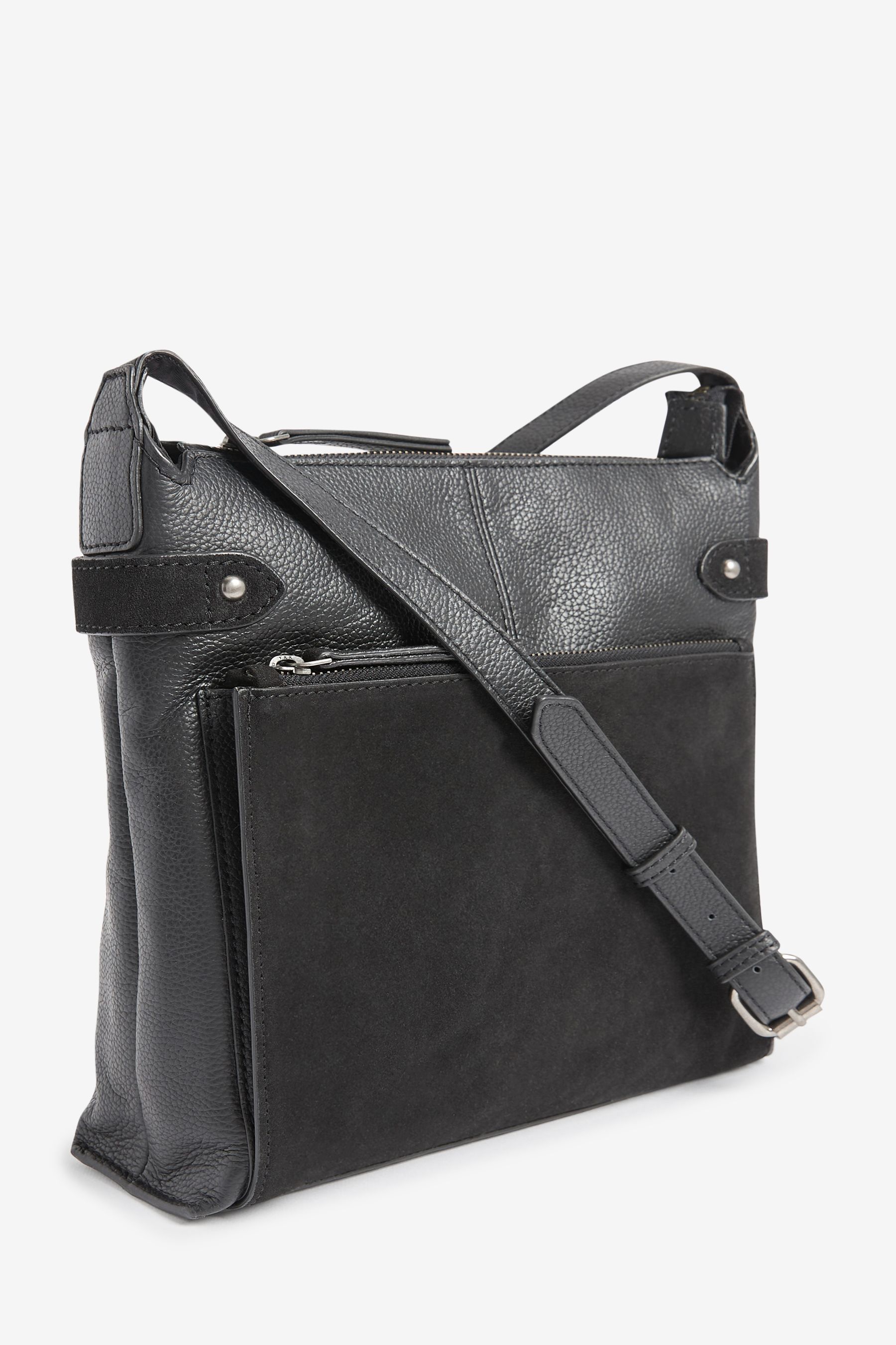 Buy Black Leather Pocket Messenger Bag from Next Ireland