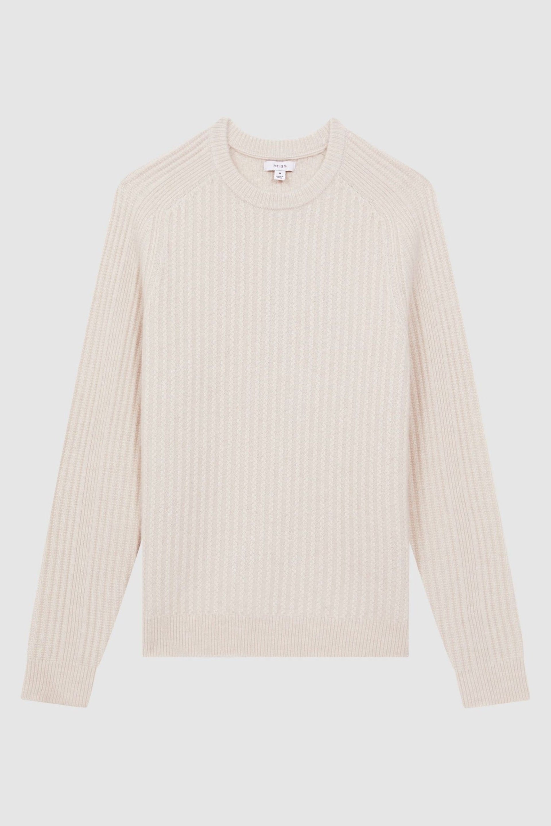 Reiss Stone Millerson Wool-Cotton Textured Crew Neck Jumper - Image 2 of 6