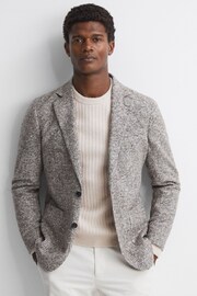 Reiss Stone Millerson Wool-Cotton Textured Crew Neck Jumper - Image 4 of 6