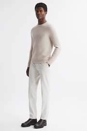 Reiss Stone Millerson Wool-Cotton Textured Crew Neck Jumper - Image 5 of 6