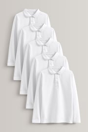 White 5 Pack Long Sleeve School Polo Shirts (3-16yrs) - Image 1 of 3