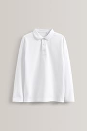 White 5 Pack Long Sleeve School Polo Shirts (3-16yrs) - Image 2 of 3