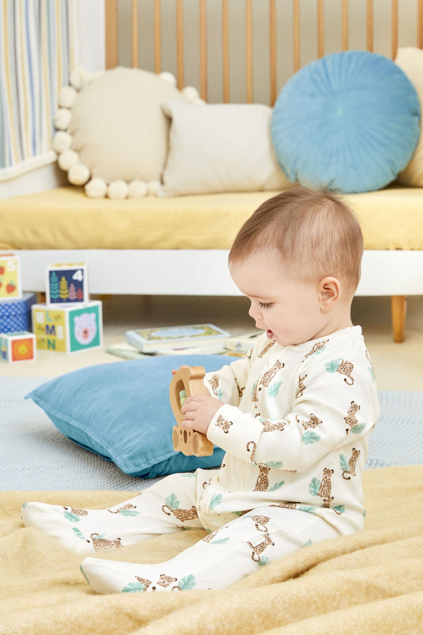 Buy JoJo Maman Bebe Ecru Leopard Print Zip Cotton Baby Sleepsuit from Next United Arab Emirates