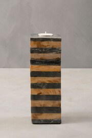 Fifty Five South Clear Slate/Mango Wood Candle Holder - Image 1 of 4