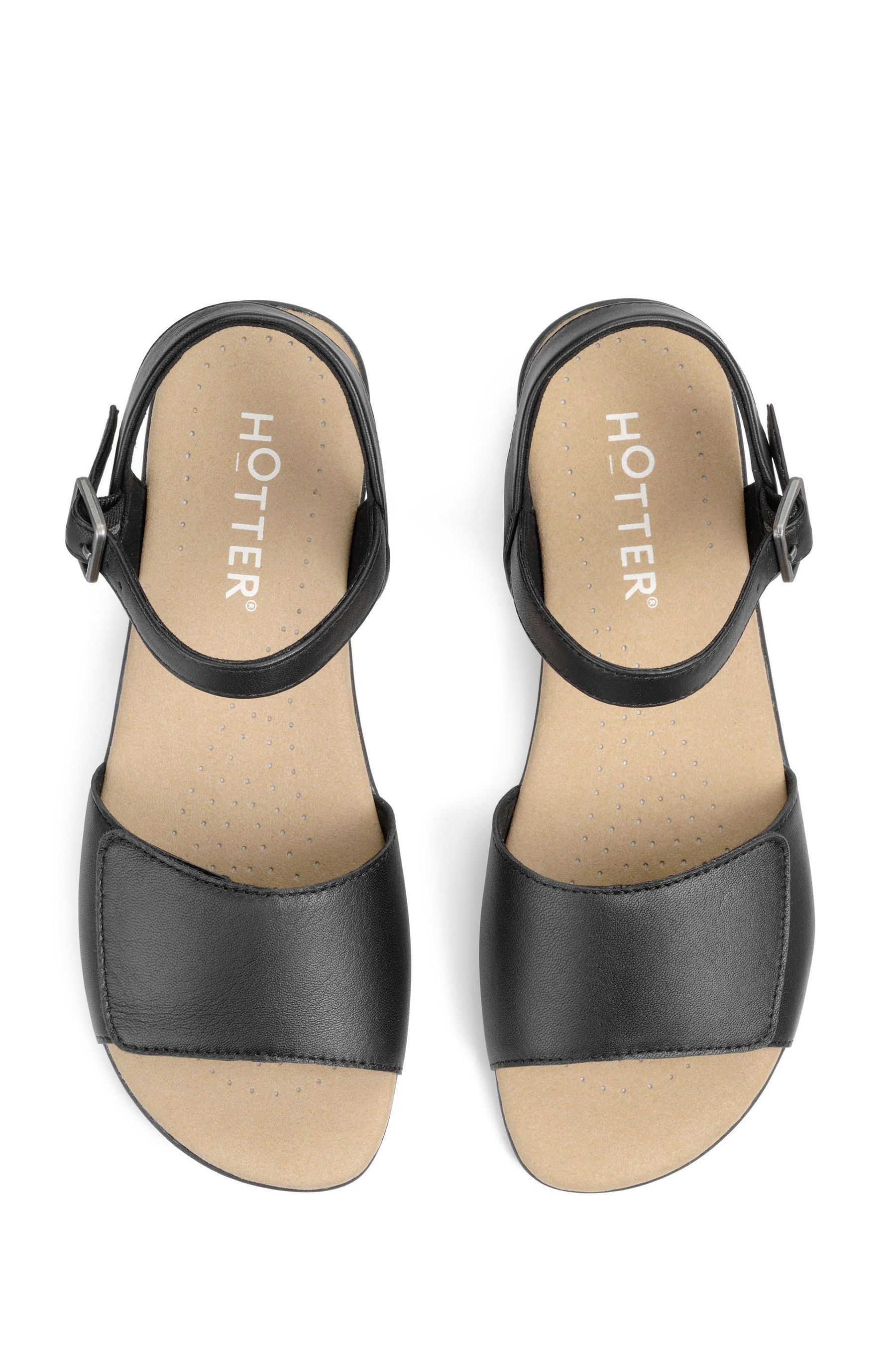 Buy Hotter Black Safari Smart Low Wedge Sandals from Next Luxembourg