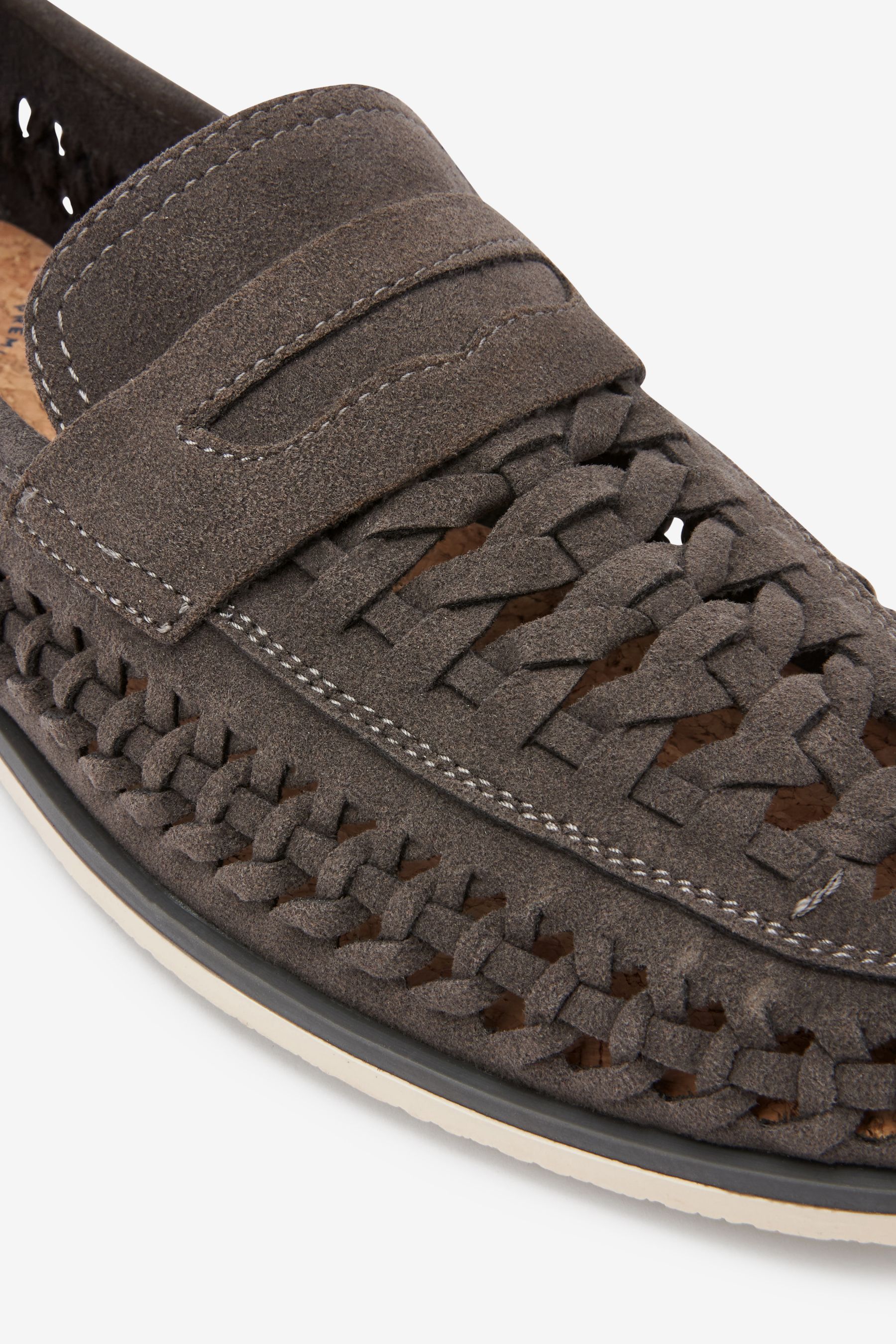 Grey woven loafers store