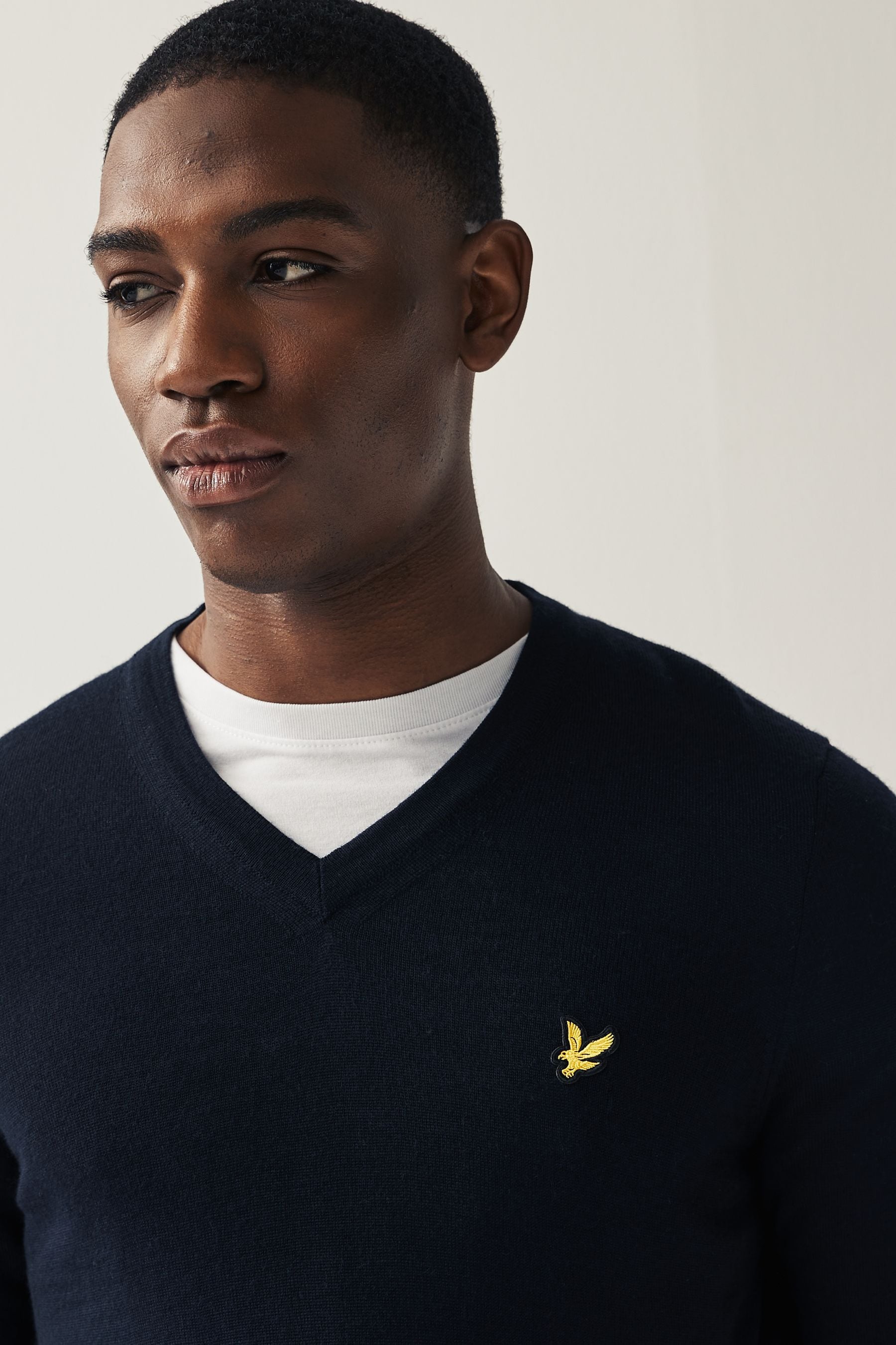 Buy Lyle Scott Navy Blue Golf V Neck Wool Blend Jumper from Next Luxembourg