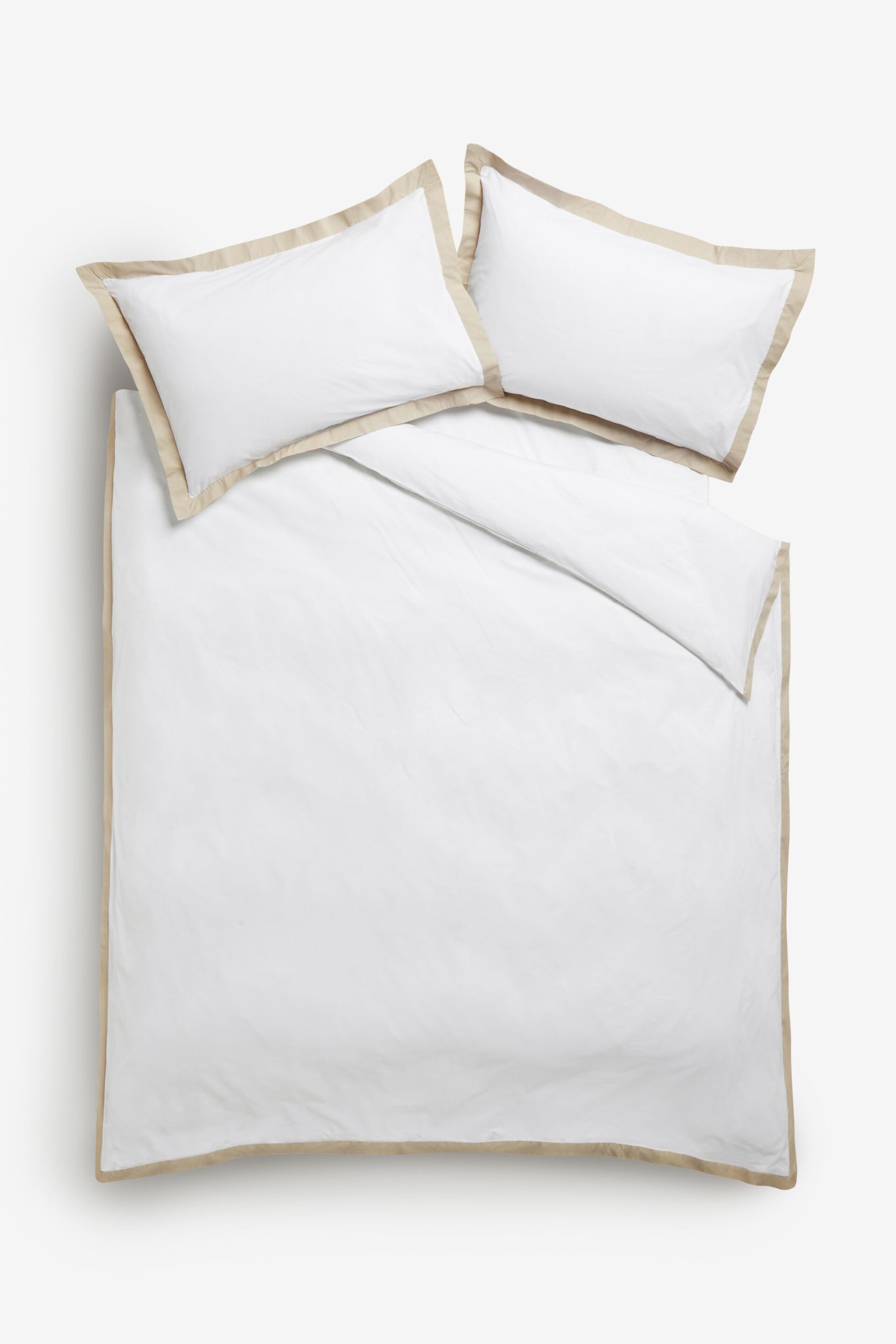 White/Natural Cotton Rich Oxford Duvet Cover and Pillowcase Set - Image 3 of 3