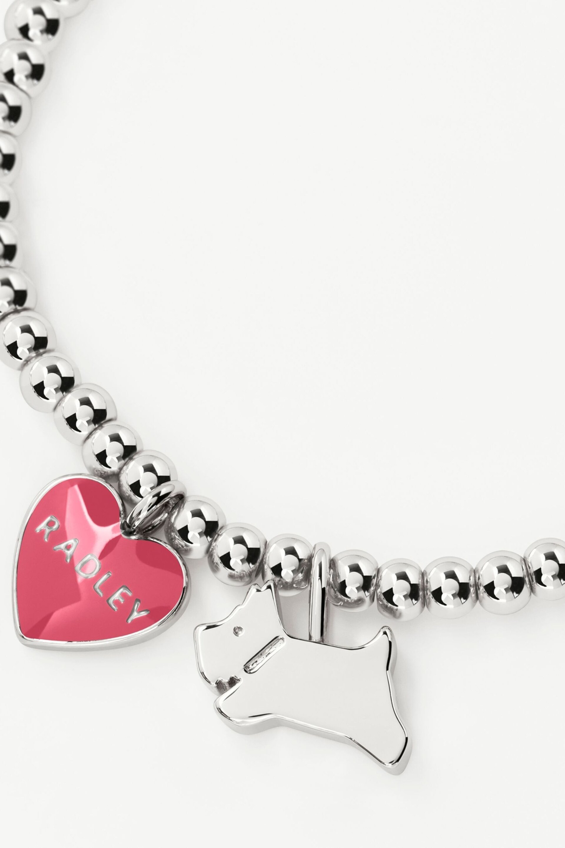 Radley Silver Plated Friendship Bracelet with Jumping Dog and Pink Enamel Heart - Image 3 of 4