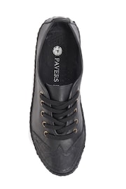 Pavers Wide Fit Black Leather Lace-Up Trainers - Image 4 of 5