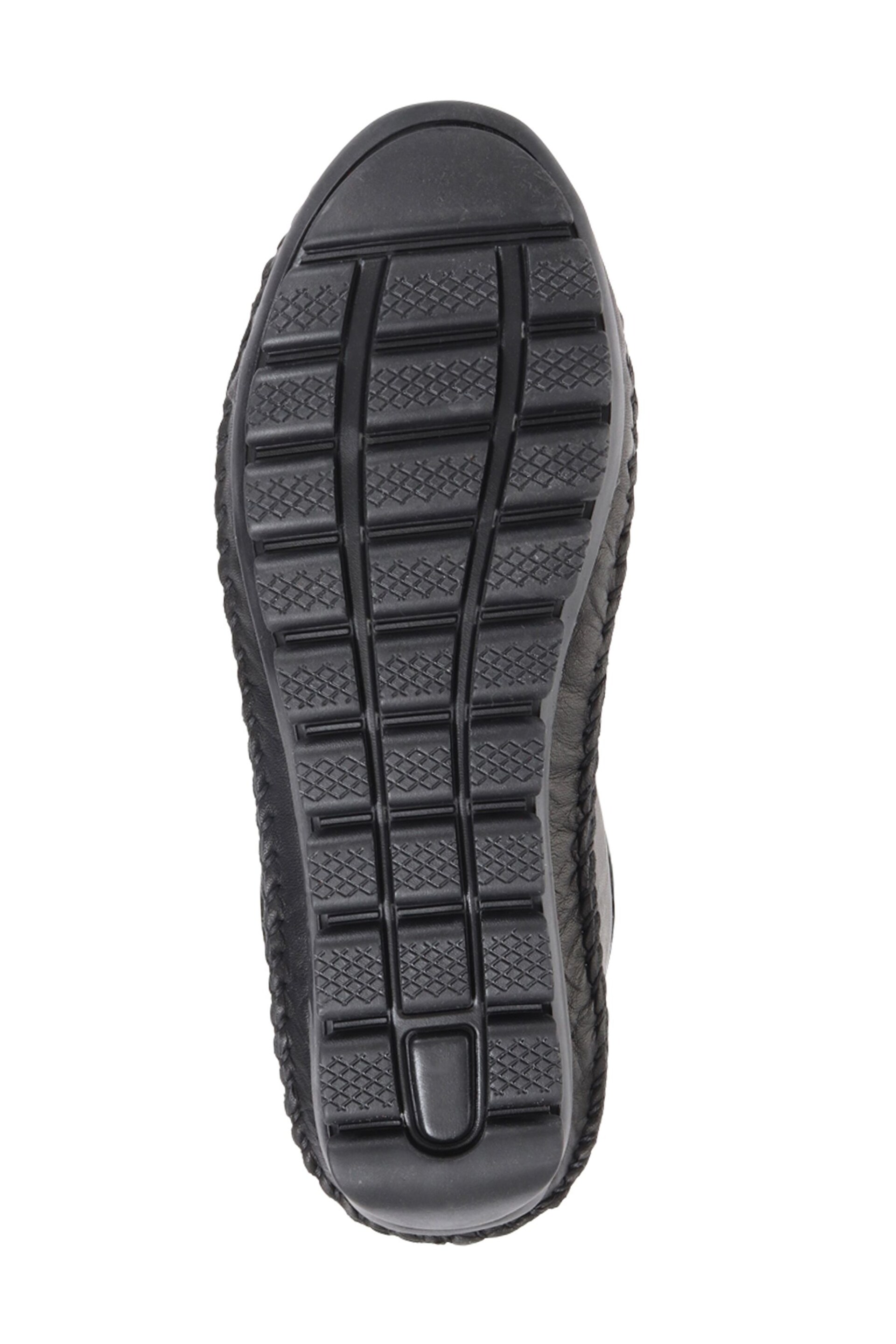Pavers Wide Fit Black Leather Lace-Up Trainers - Image 5 of 5