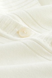 Ecru White Linen Short Sleeve Polo Neck Top - Image 7 of 7