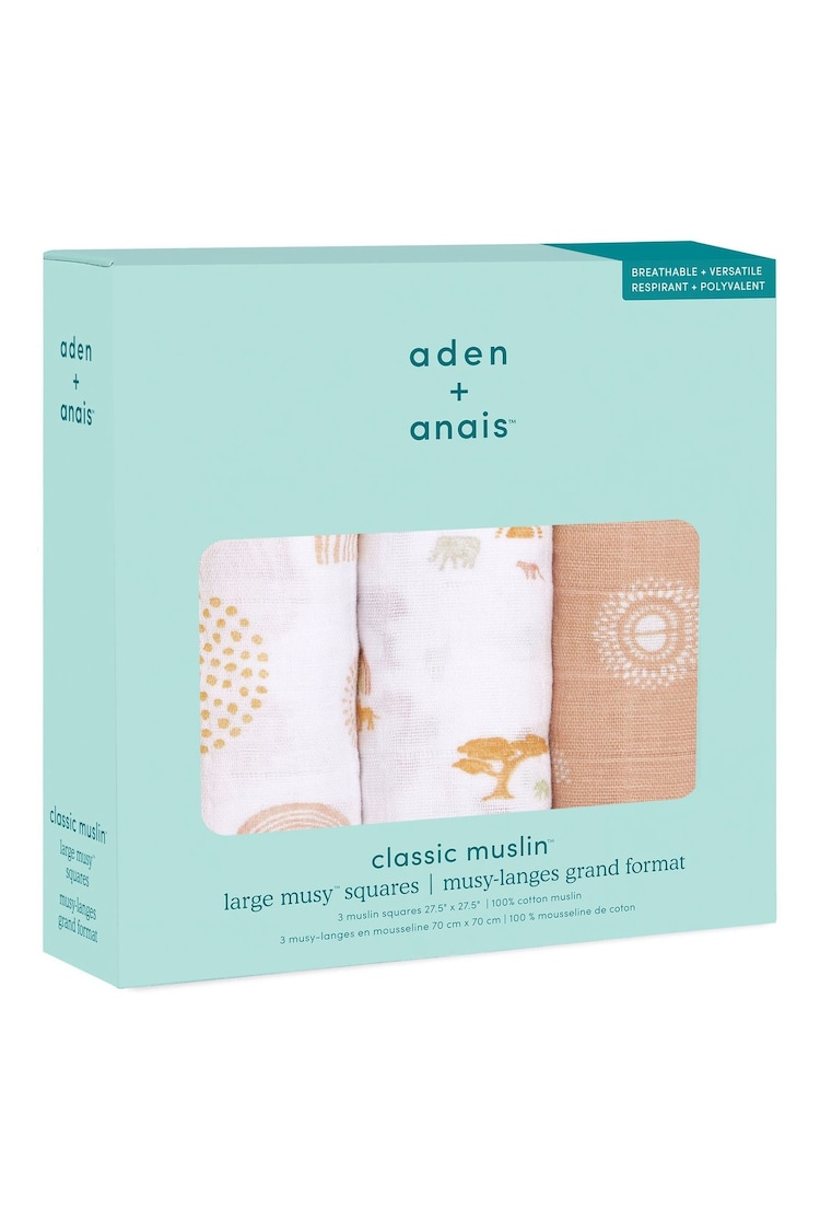 aden anais Essentials 100% Cotton Muslin Musy Squares, Multifunctional Baby Cloths for Girls and Boys, 60 x 60 cm, Ideal Nursing Set for Newborns and Babies, Perfect