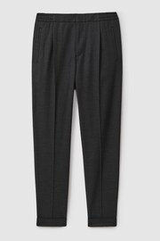 Reiss Charcoal Brighton Relaxed Drawstring Trousers with Turn-Ups - Image 2 of 5