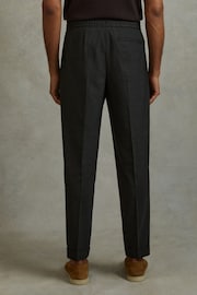 Reiss Charcoal Brighton Relaxed Drawstring Trousers with Turn-Ups - Image 4 of 5