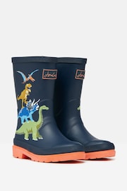 Joules Jnr Navy Dinosaur Printed Wellies - Image 2 of 5