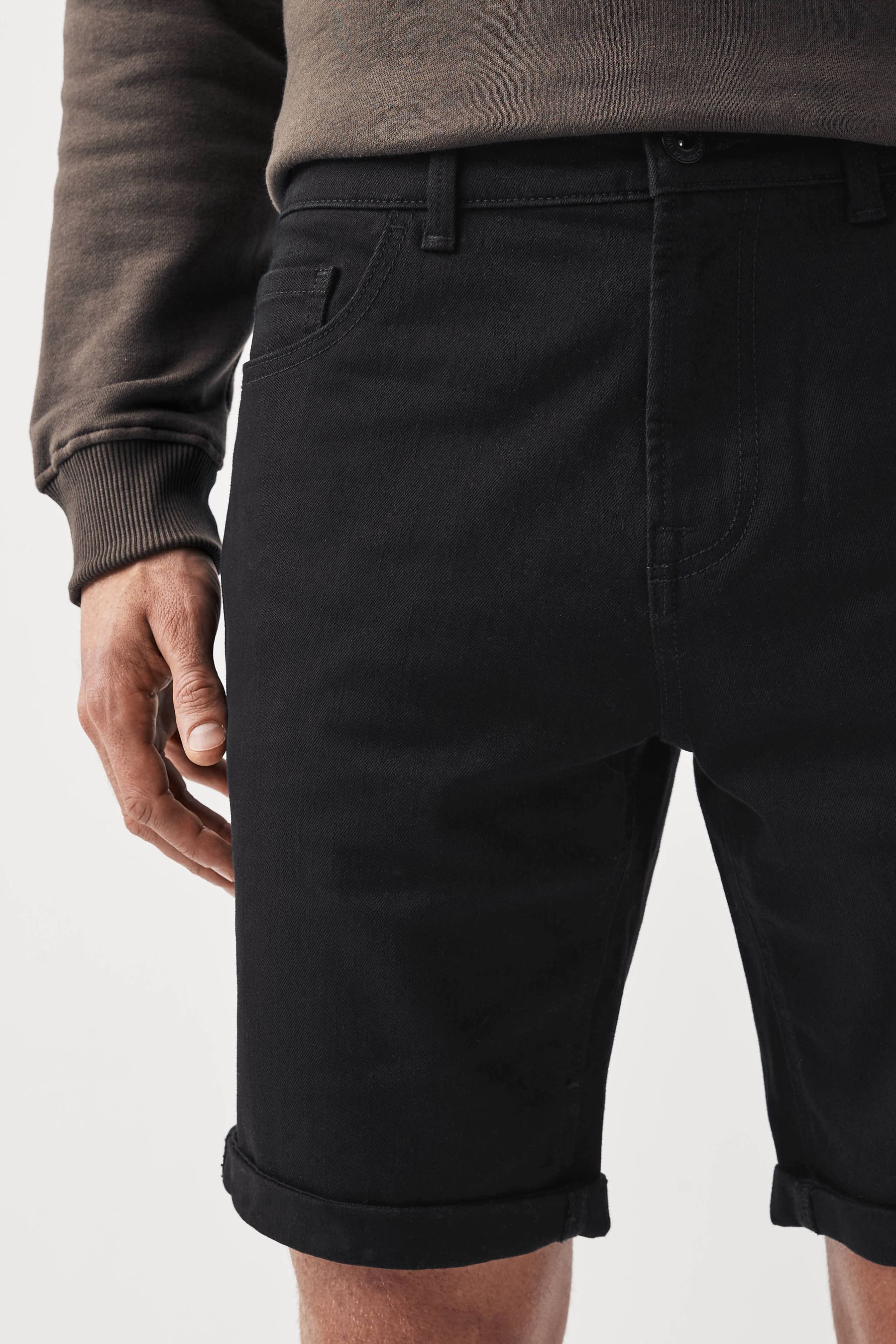 Black stretch jean shorts clearance