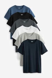 Black/ Slate/ Grey Marl/ White/ Navy/ Blue Regular Fit Essential 100% Cotton T-Shirts 6 Pack - Image 1 of 14