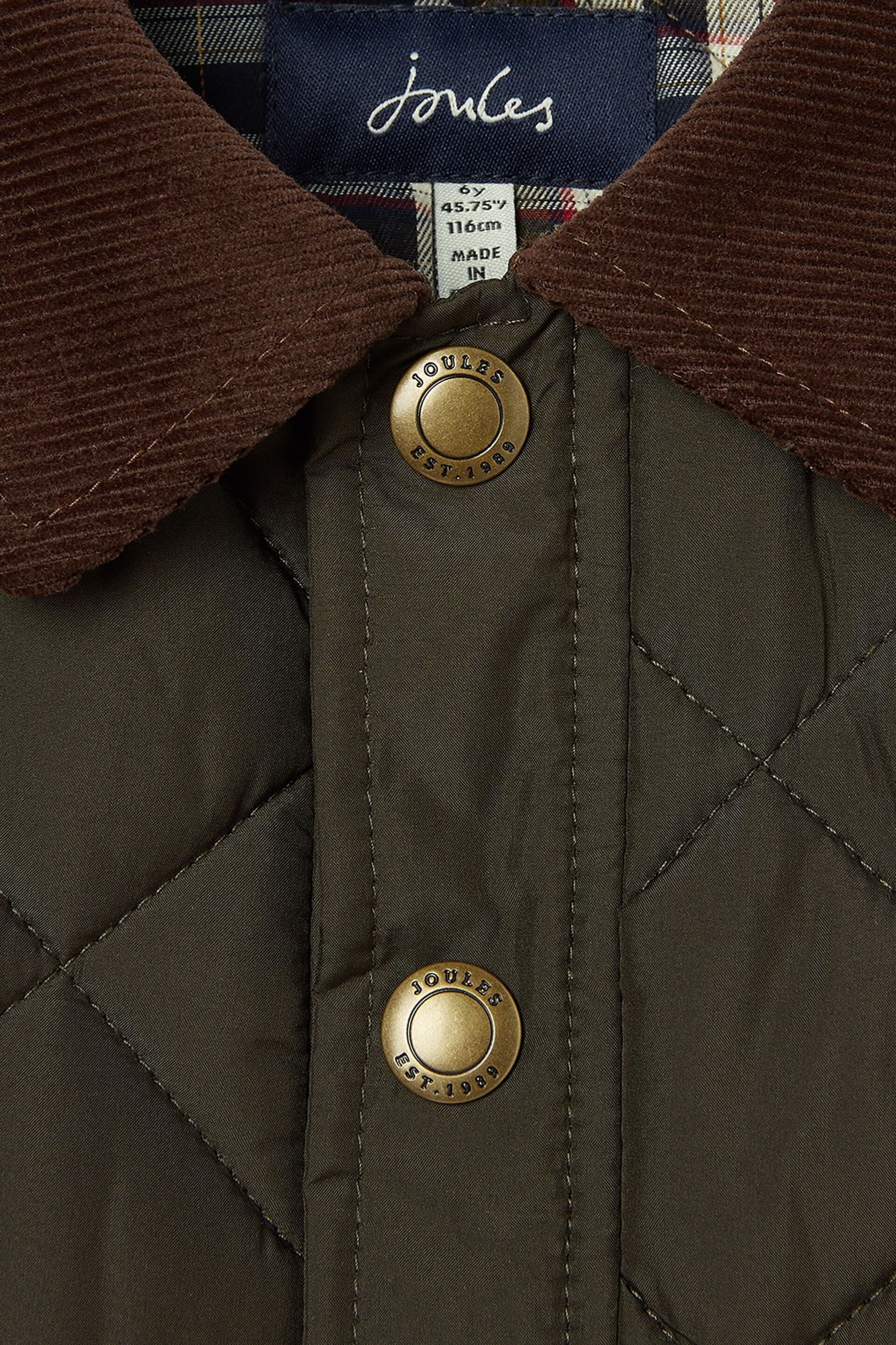 Joules Ambrose Green Diamond Quilted Jacket - Image 5 of 6