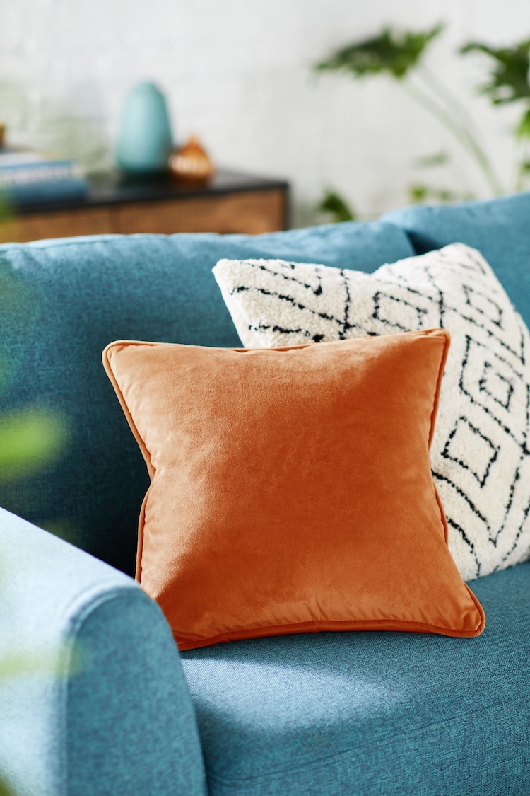 Light Orange 43 x 43cm Matte Velvet Cushion - Image 1 of 4