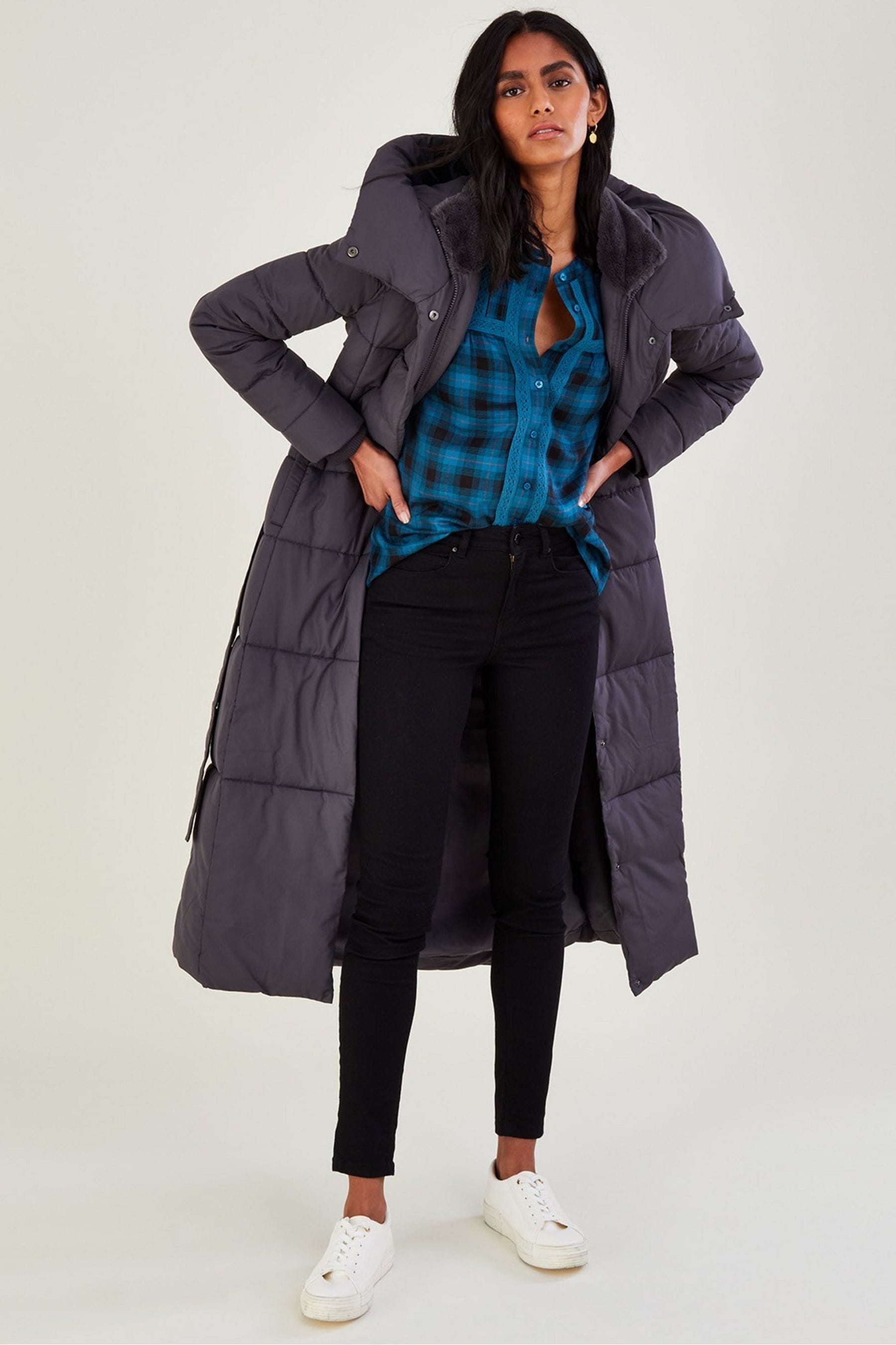 Maxi padded coat with hood shop