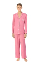 Lauren Ralph Lauren Pink Cotton Long Sleeve Pyjama Set - Image 1 of 3
