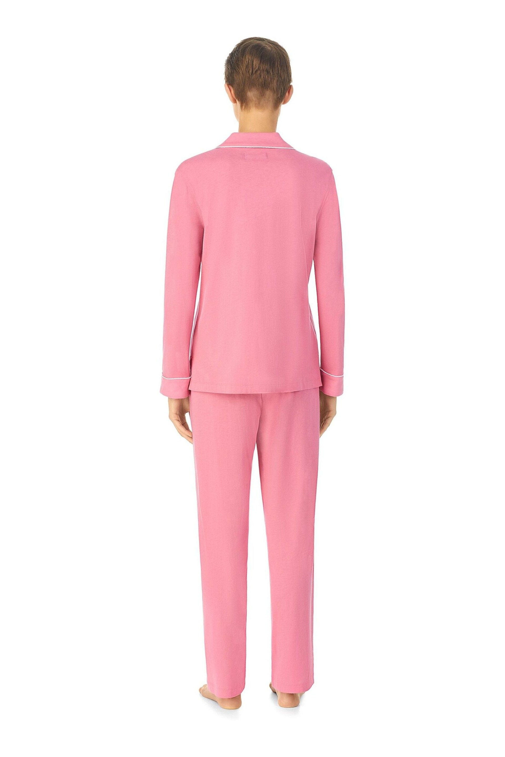 Lauren Ralph Lauren Pink Cotton Long Sleeve Pyjama Set - Image 2 of 3