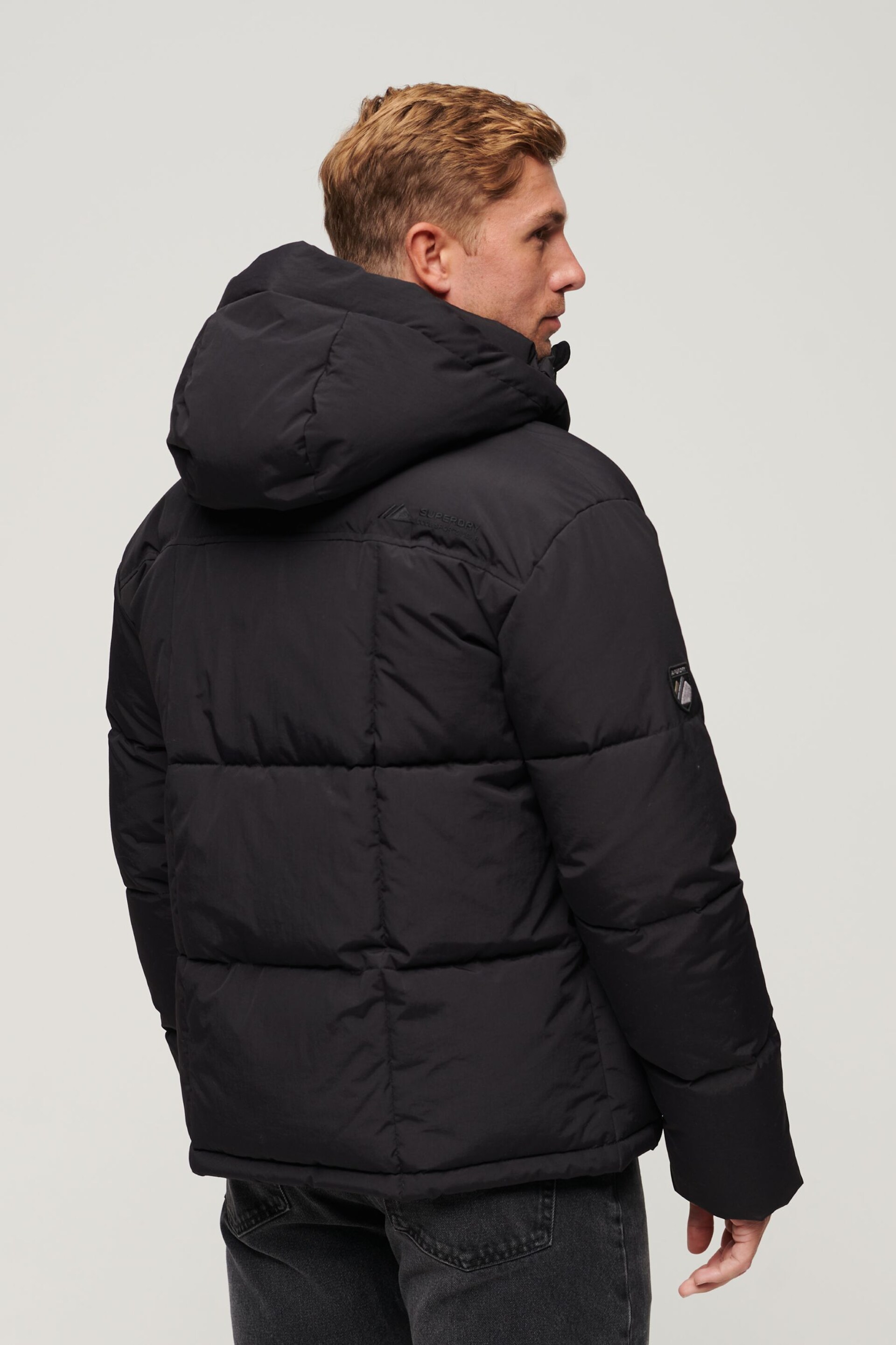 Superdry Black Hooded Box Quilt Puffer Jacket - Image 2 of 3