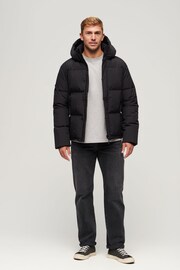 Superdry Black Hooded Box Quilt Puffer Jacket - Image 3 of 3