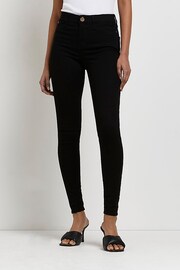 River Island Black Mid Rise Super Skinny Jeans - Image 1 of 6