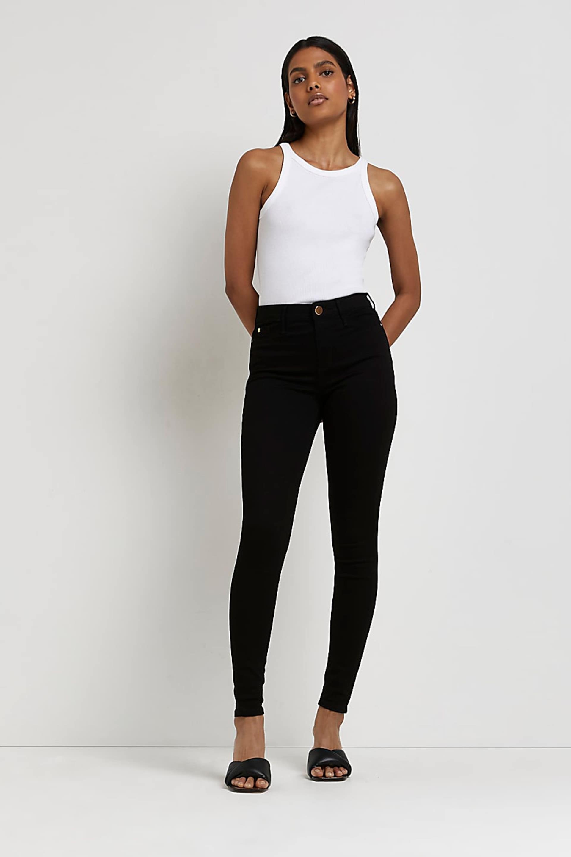 River Island Black Mid Rise Super Skinny Jeans - Image 3 of 6